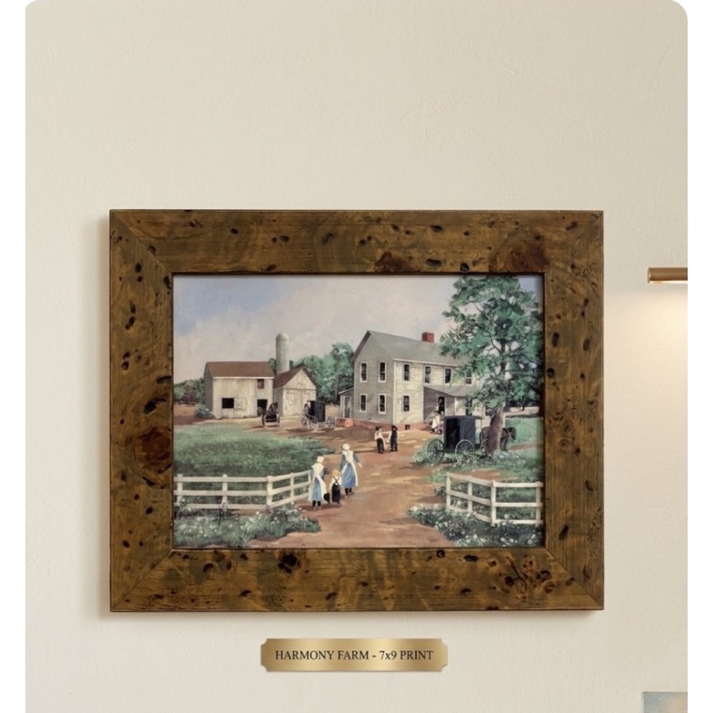 Anna Mount Harmony Farm Framed Art Print 7x9 Rustic Burl Wood Frame Farmhouse
